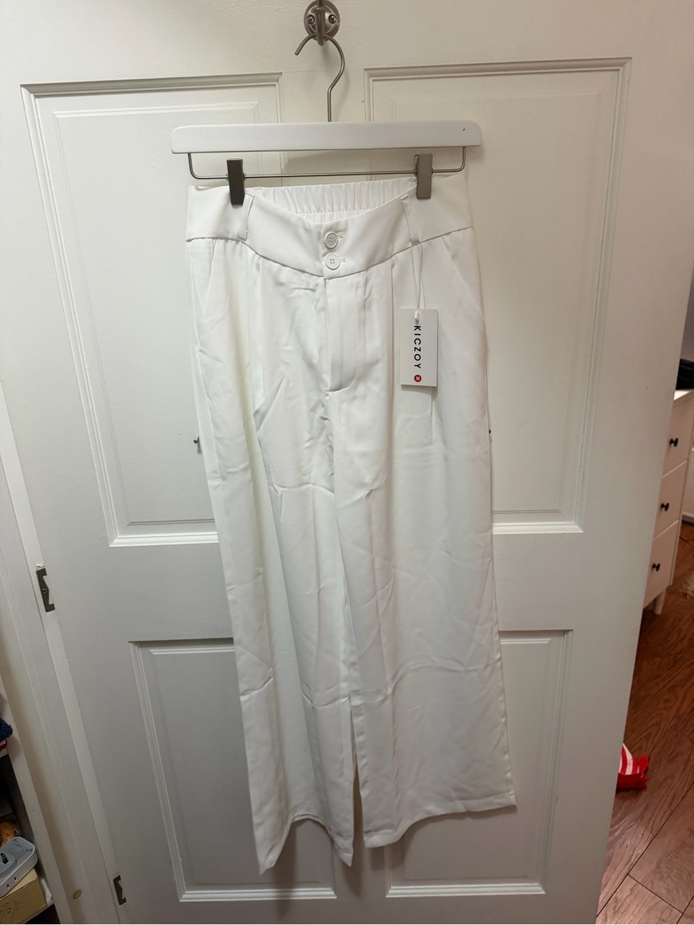 Wide Leg White Men's Trousers